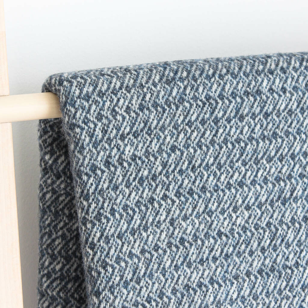 Anglesey Blue Lambswool Throw By Marquis & Dawe