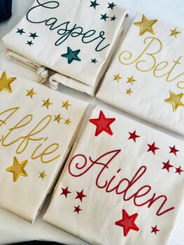 Embroidered Stars Christmas Sack, 3 of 5