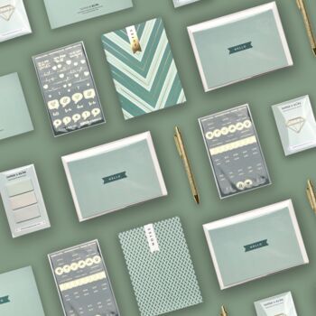 Green And Gold Chevron Stationery Box, 10 of 10