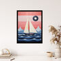 Setting Sail Geometric Sea Pink Blue Wall Art Print, thumbnail 4 of 6