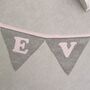 Bunting Personalised Luxury Grey And Pink New Baby Girl, thumbnail 5 of 11