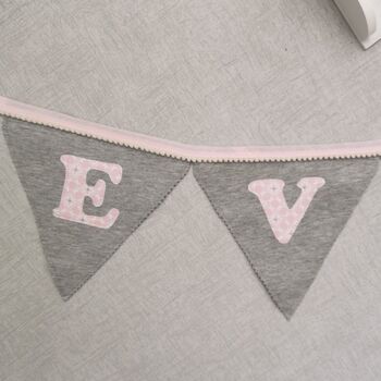 Bunting Personalised Luxury Grey And Pink New Baby Girl, 5 of 11