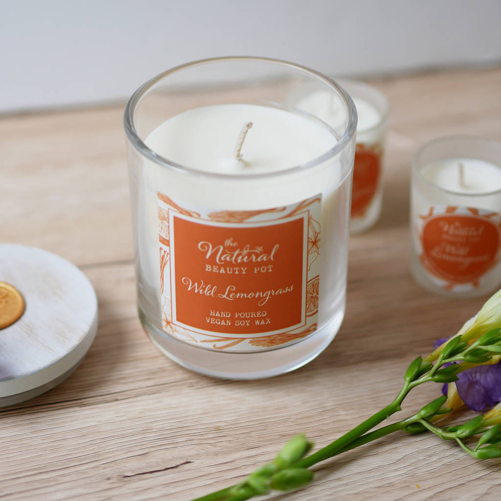 Wild Lemongrass Hand Poured Soy Candle By The Natural Beauty Pot
