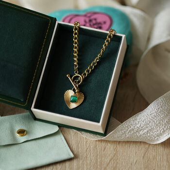 Personalised Chunky Chain Heart T Bar Necklace, 5 of 12