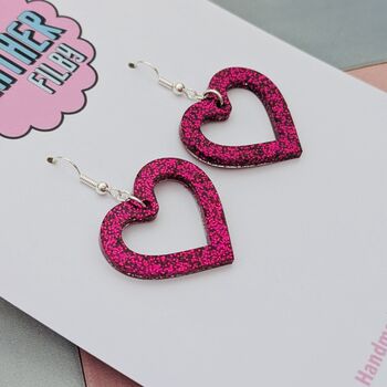 Love Heart Small Glitter Resin Earrings, 9 of 12