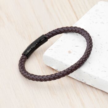 Personalised Men's Woven Brown Leather Bracelet, 5 of 9