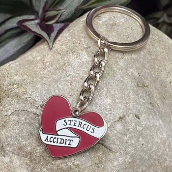Shit Happens Latin Motto Enamel Keyring Gift, 4 of 5