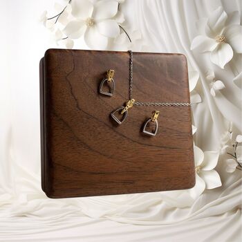 Personalised Sterling Silver And Gold Stirrup Gift Set, 5 of 9