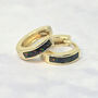 Forest Green Opal Huggie Hoop Gold Plated Earrings, thumbnail 1 of 4