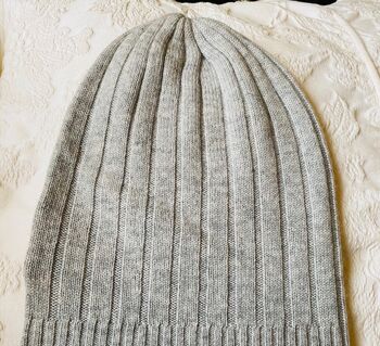 Mens Cashmere Hat Grey Beanie, 3 of 3