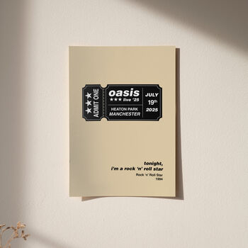 Personalised Oasis 'Live 25 Tour Retro Ticket Print, 7 of 11