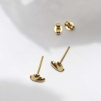 18k Gold Plated Brass Love Heart Studs, 5 of 6