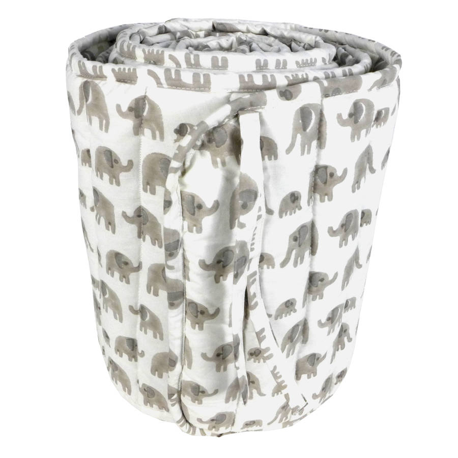 Grey Elephant Cot Bed Bumper By Lulu And Nat