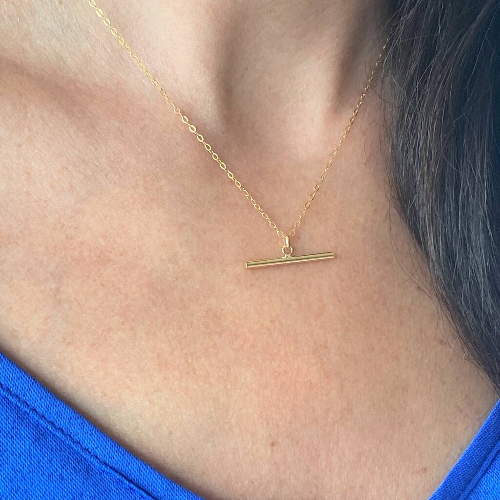 Gold Plated T Bar Delicate Necklace By Francesca Rossi Designs