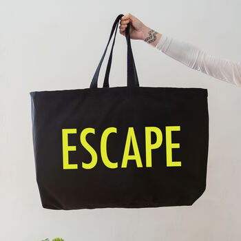 Black Oversized Tote Bag. Escape Bag. Weekend Bag, 3 of 4