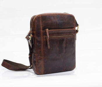 Men's Leather iPad Cossbody Flight Bag, 3 of 10