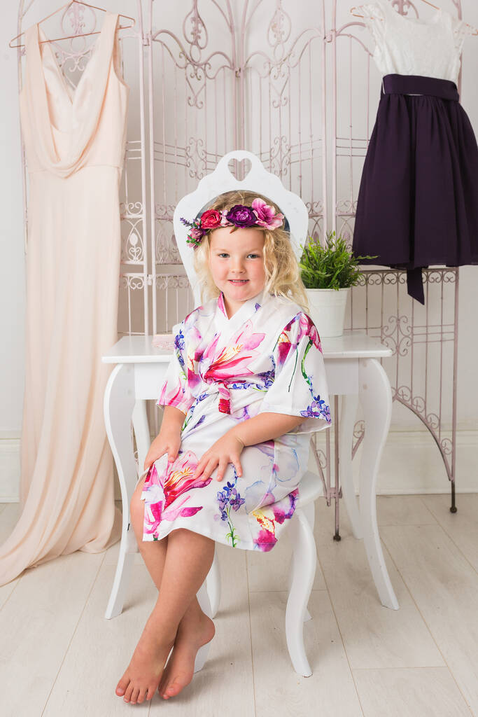 Purple Floral Watercolour Flower Girl Robe Gown By Matchimony