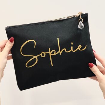 Personalised Name Cotton Canvas Make Up Bag, 2 of 5