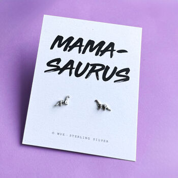 Sterling Silver Dinosaur Earrings With Choice Of Message Card, 3 of 7