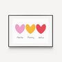 Personalised Hearts Family Name Print, thumbnail 1 of 5