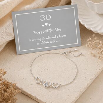 30th Birthday Crystal Heart Drawstring Bracelet, 4 of 7