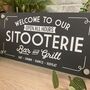 Welcome To Our Eatooterie Outdoor Garden Sign, thumbnail 4 of 12