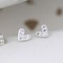 Sterling Silver Cz Heart Stud Earrings, thumbnail 2 of 9