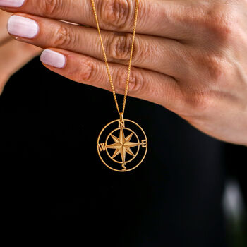 Compass Necklace In Sterling Silver, 24ct Gold Vermeil, 3 of 10