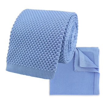 Light Blue Square End Knitted Neck Tie, 5 of 9