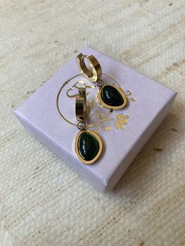 Dangle Hoop Emerald Green Earrings, 6 of 6