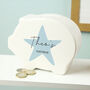 Personalised Blue Star Ceramic Piggy Bank, thumbnail 2 of 5