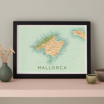 Framed And Personalised Mallorca Map Print, 2 of 4