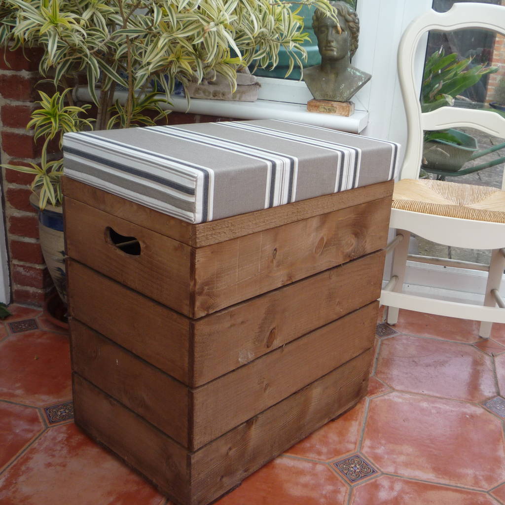 Vintage Style Double Crate Seat With Three Inch Cushion By Vintage Crates