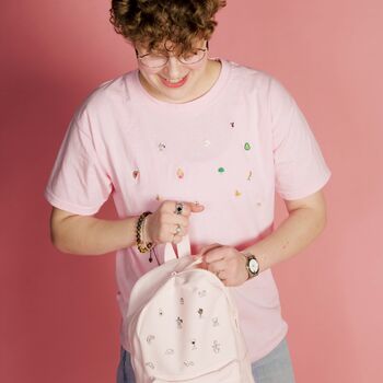 Unisex Hand Embroidered Pink Food T Shirt, 7 of 12