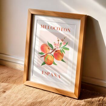 Spanish Peach Art Print Poster, Spain, Fruit, Hand Drawn, 2 of 4