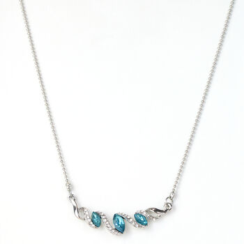 Curved Ribbon Design Crystal Pendant Necklace Silver Colour Plated, 2 of 5