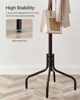 Coat Stand Metal Coat Rack With 12 Hooks Four Legs, 5 of 9