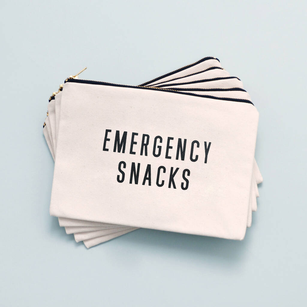 'Emergency Snacks' Pouch By Alphabet Bags | notonthehighstreet.com