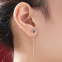 Emerald Green Bezel Cz Crystal Threader Earrings, thumbnail 1 of 10