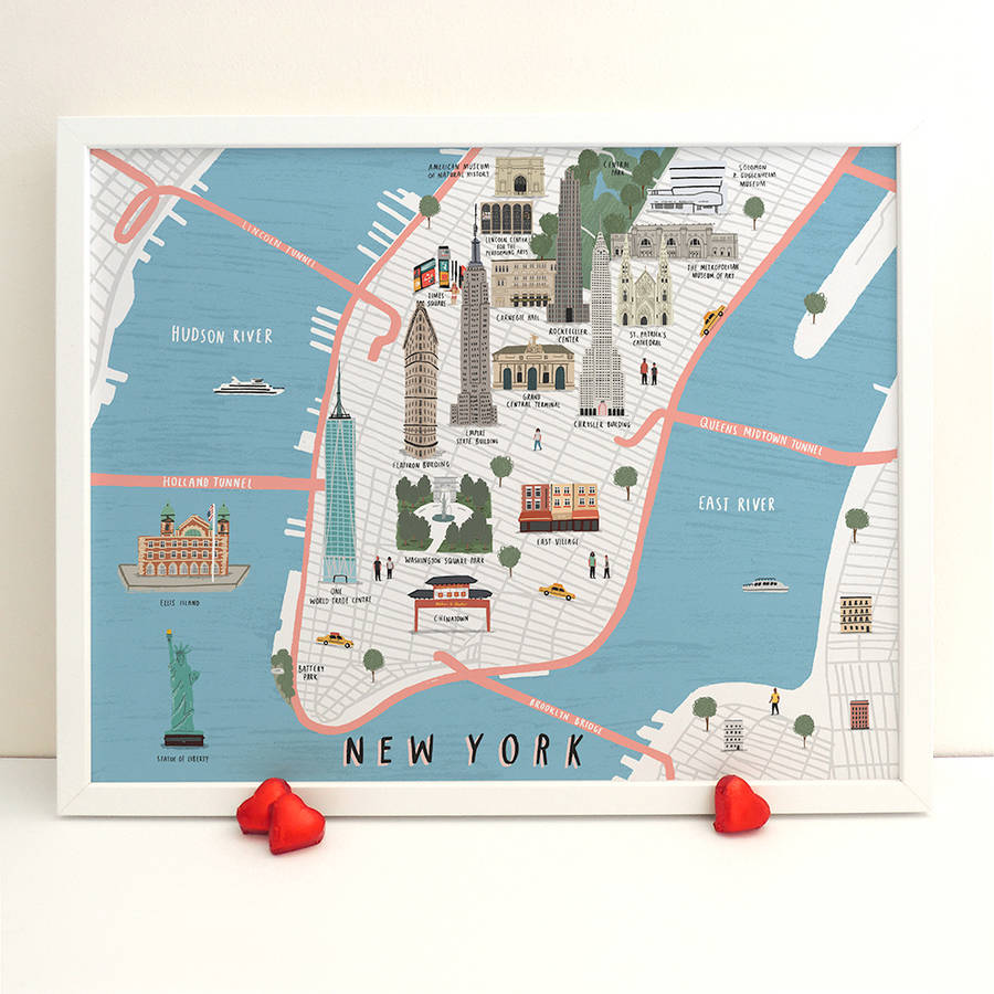 New York Map Print By Alex Foster Illustration