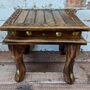 Wooden Gift For Mum; Farmhouse Indian Floral Carved Foot Stool / Low Table, thumbnail 5 of 6