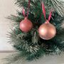 Set Of Six Tree Baubles Copper Bauble Purple Bauble, thumbnail 2 of 9