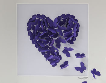 Valentine's Handmade 3D Framed Purple Butterfly Heart, 3 of 9