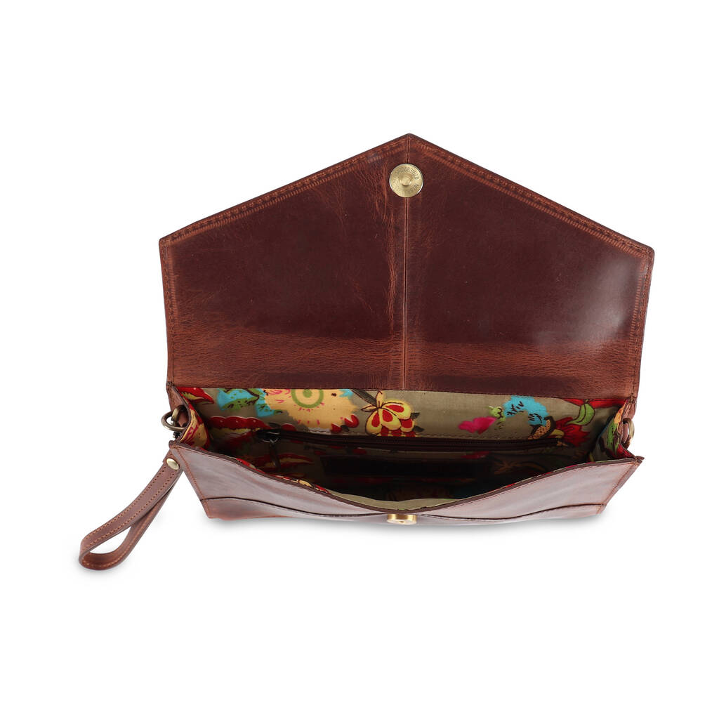 leather clutch evening bag, distressed brown by the leather store | www.semashow.com