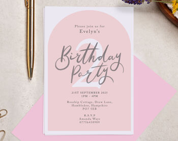 Personalised A6 Pink Age Birthday Party Invitation, 3 of 3