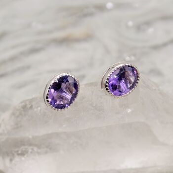 Purple Amethyst Sterling Silver Studs, 2 of 12