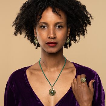 Green Onxy Gold Plated Statement Pendant, 3 of 4