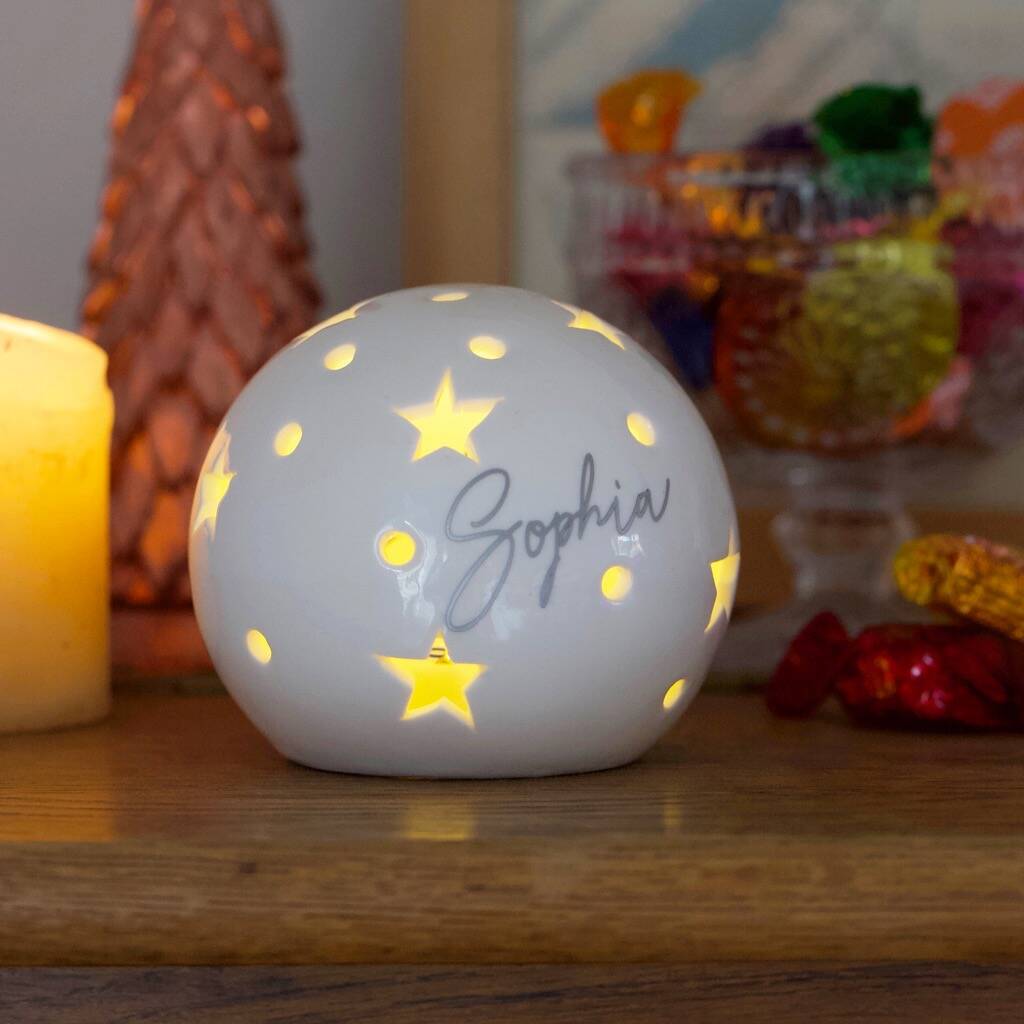 Personalised Starry White Ceramic LED Ball Light By Lisa Angel ...