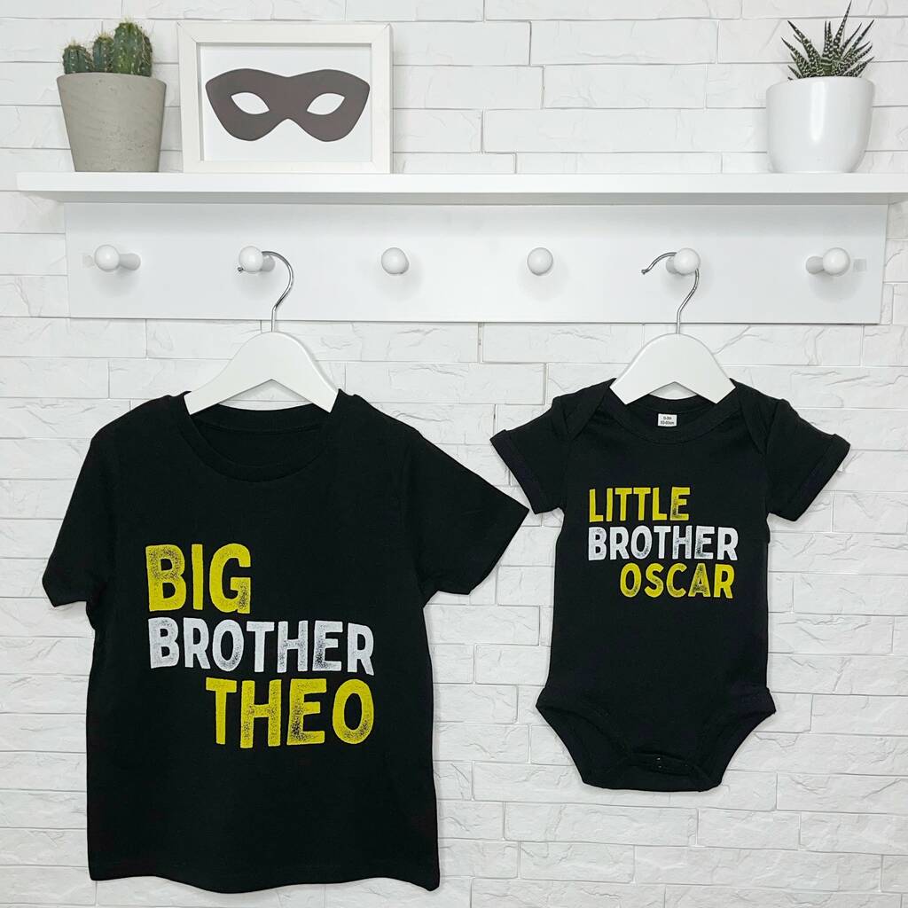 Personalised Big Brother Little Brother T Shirt Set