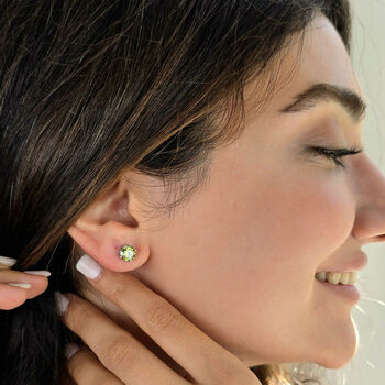 Peridot Moissanite Crystal Sterling Silver Earrings, 4 of 5